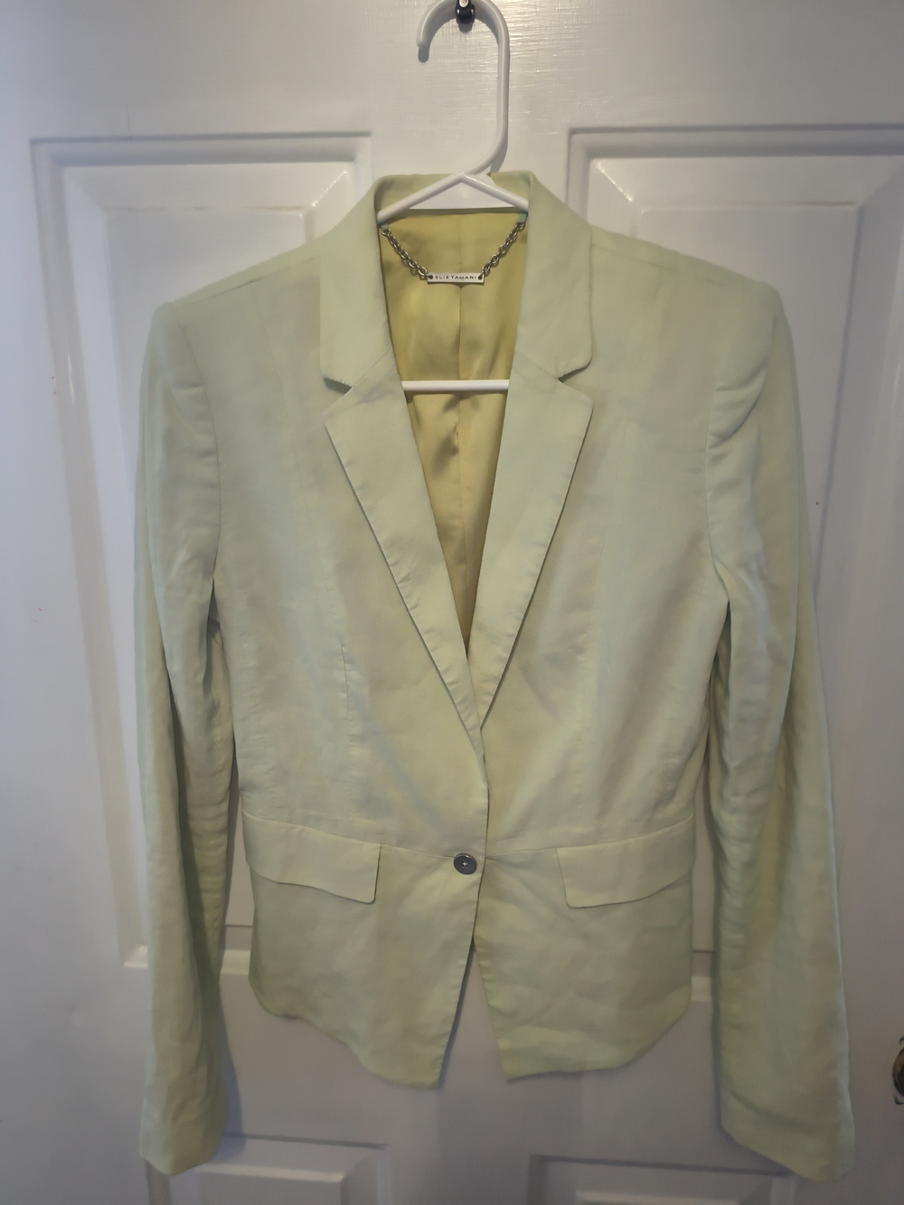 Elie Tahari Pastel Green Single Button Blazer Jacket Size 6